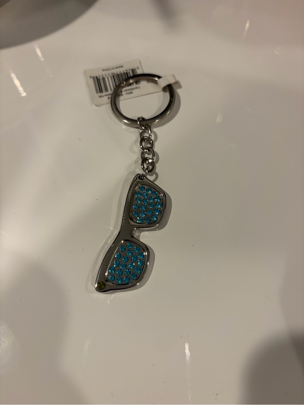 Crystal Sunglasses Keychain - Blue Accent